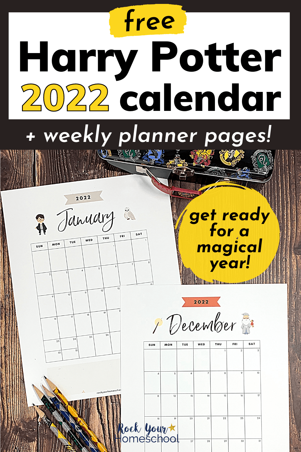 free printable Harry Potter calendar for 2022