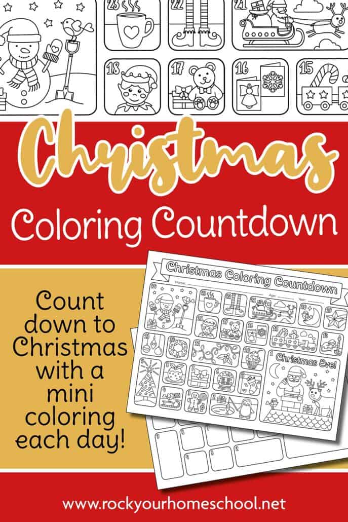 Christmas coloring countdown calendar in black-and-white styles 