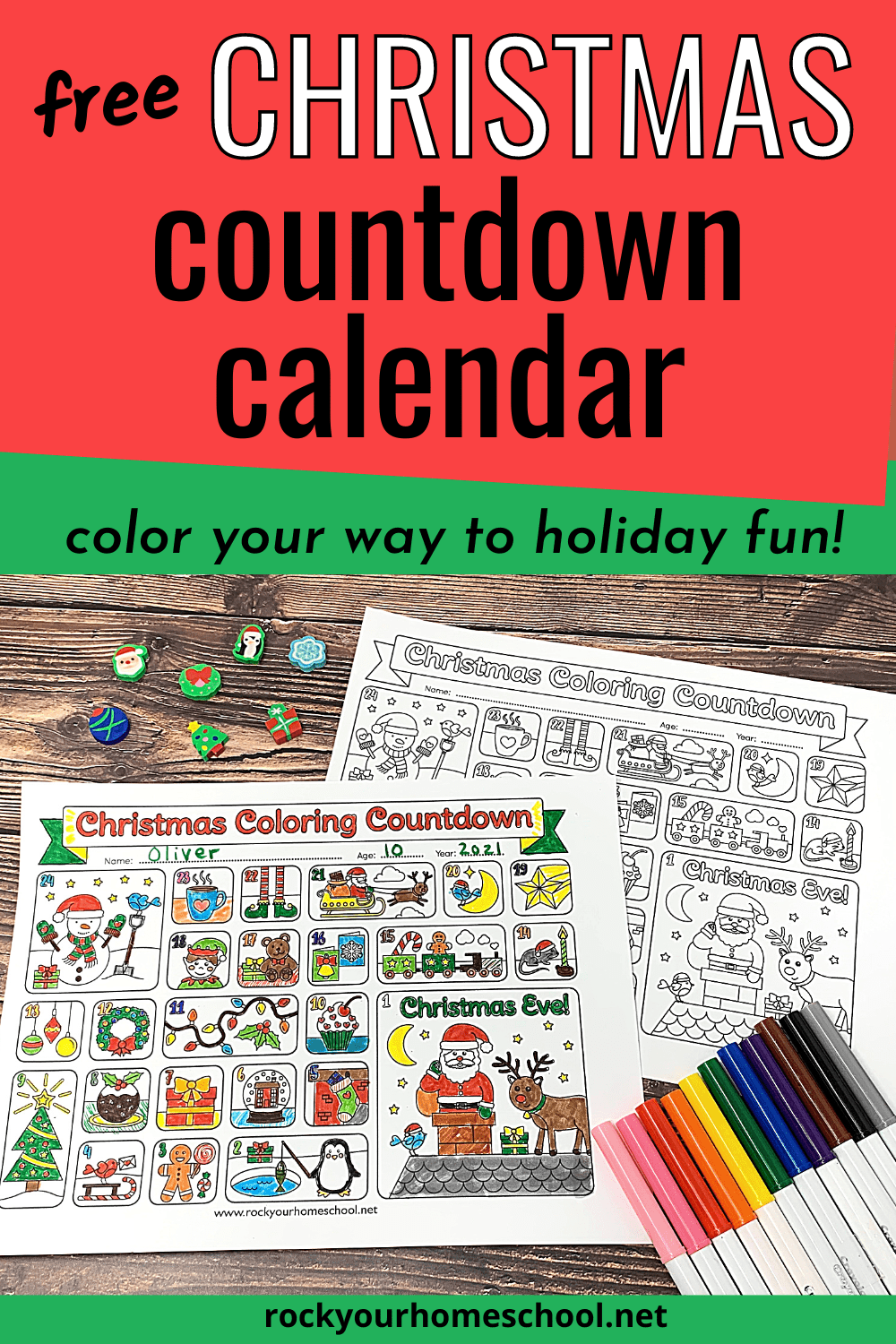 Christmas Countdown Calendar for Holiday Coloring Fun (Free) - Rock ...