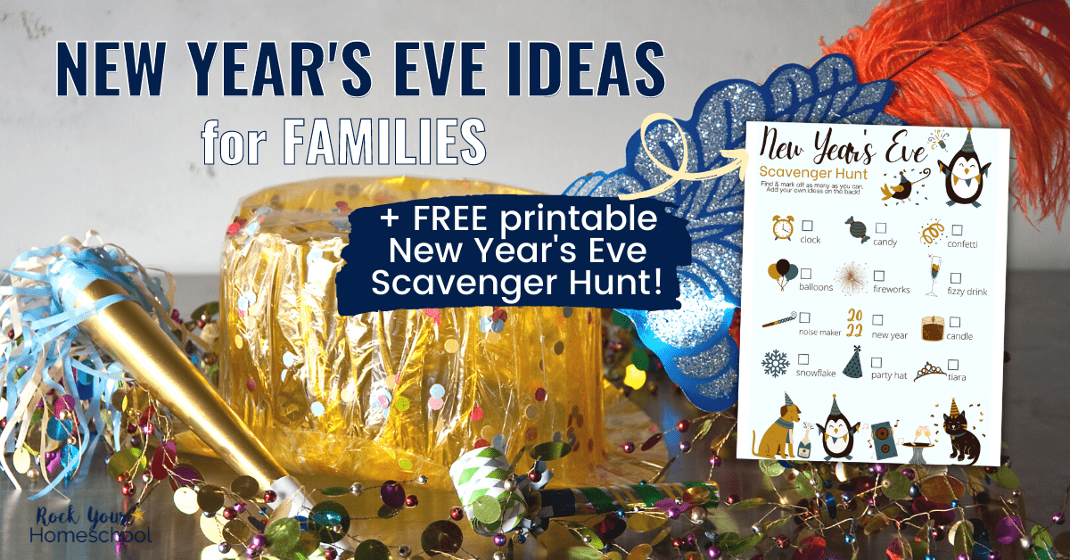 These 9+ New Year\'s Eve ideas for families (plus FREE printable scavenger hunt) are fantastic ways to enjoy an incredible time with your kids, family, and friends.
