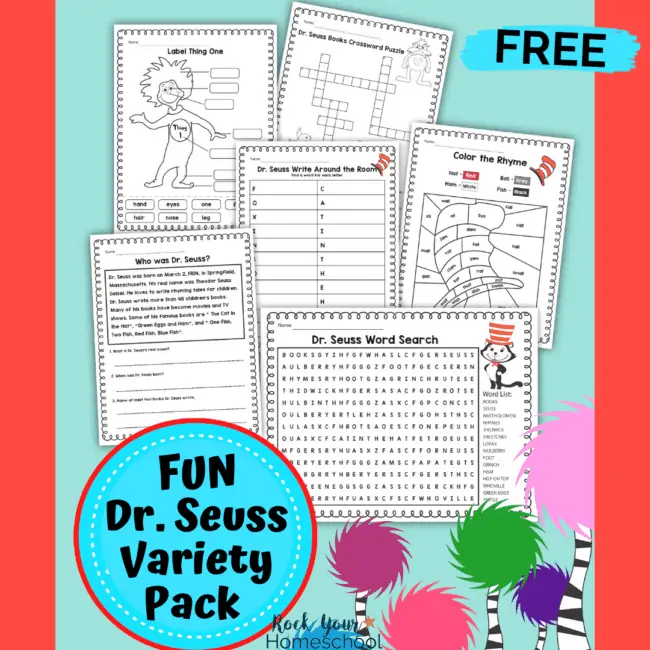 Get this free Dr. Seuss Variety Pack with 6 ways to enjoy special learning fun.