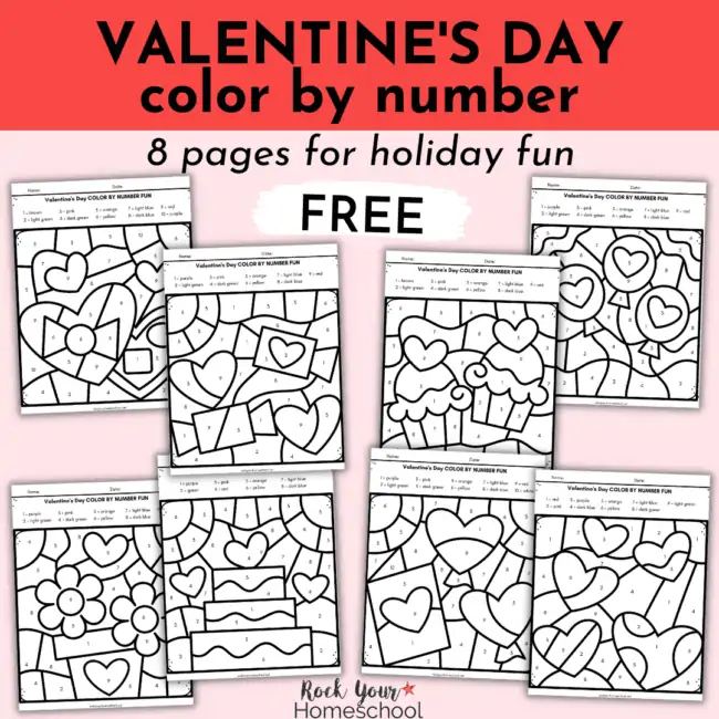 This free set of Valentine's Day color by number pages are excellent ways to make the holiday fun for kids.