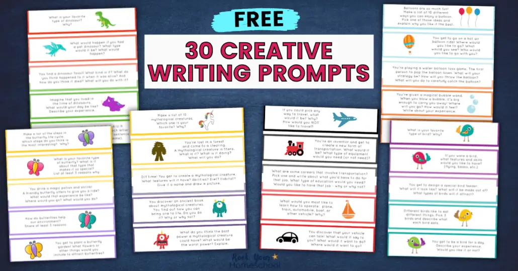 Get this free set of 30 creative writing prompts for kids to easily make it fun and enjoyable.