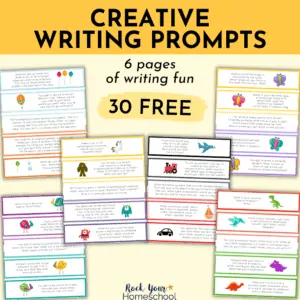 Get this free pack of 30 creative writing prompts for kids to easily make it fun.