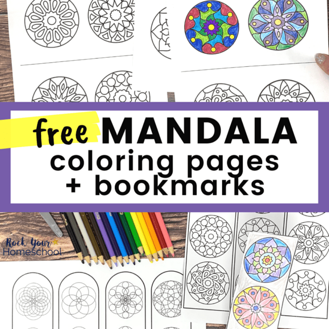 Get this free printable set of easy mandala coloring pages and bookmarks for fantastic creative fun for kids and adults.