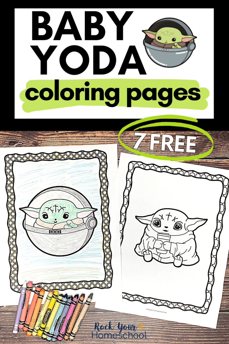 Two examples of free printable Baby Yoda coloring pages.