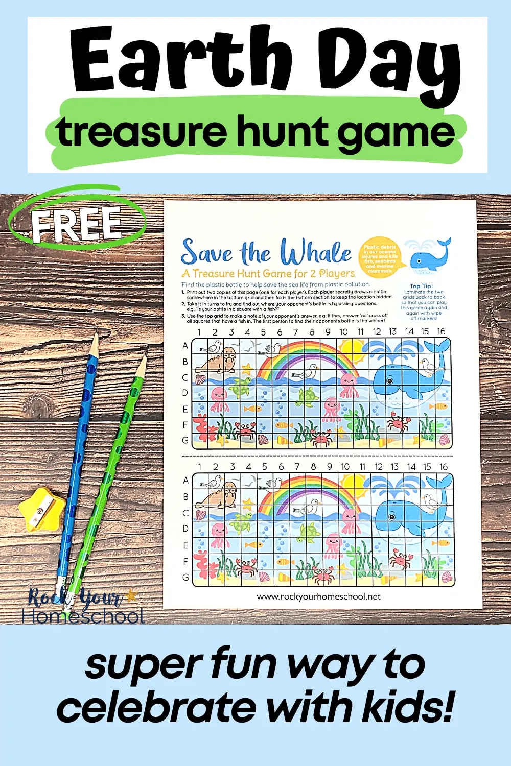 Free Earth Day Game for Kids: Save the Whale Treasure Hunt Printable
