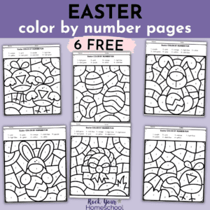 This free set of 6 Easter color by number pages are excellent ways for kids to have special holiday fun.