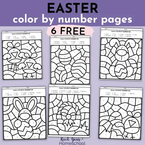 This free set of 6 Easter color by number pages are excellent ways for kids to have special holiday fun.