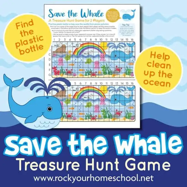 This free printable Save the Whale treasure hunt game is a wonderful Earth Day activity for kids.