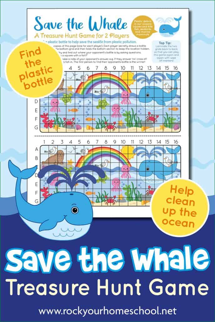 Earth Day game featuring Save the Whale treasure hunt game for 2 players mock-up