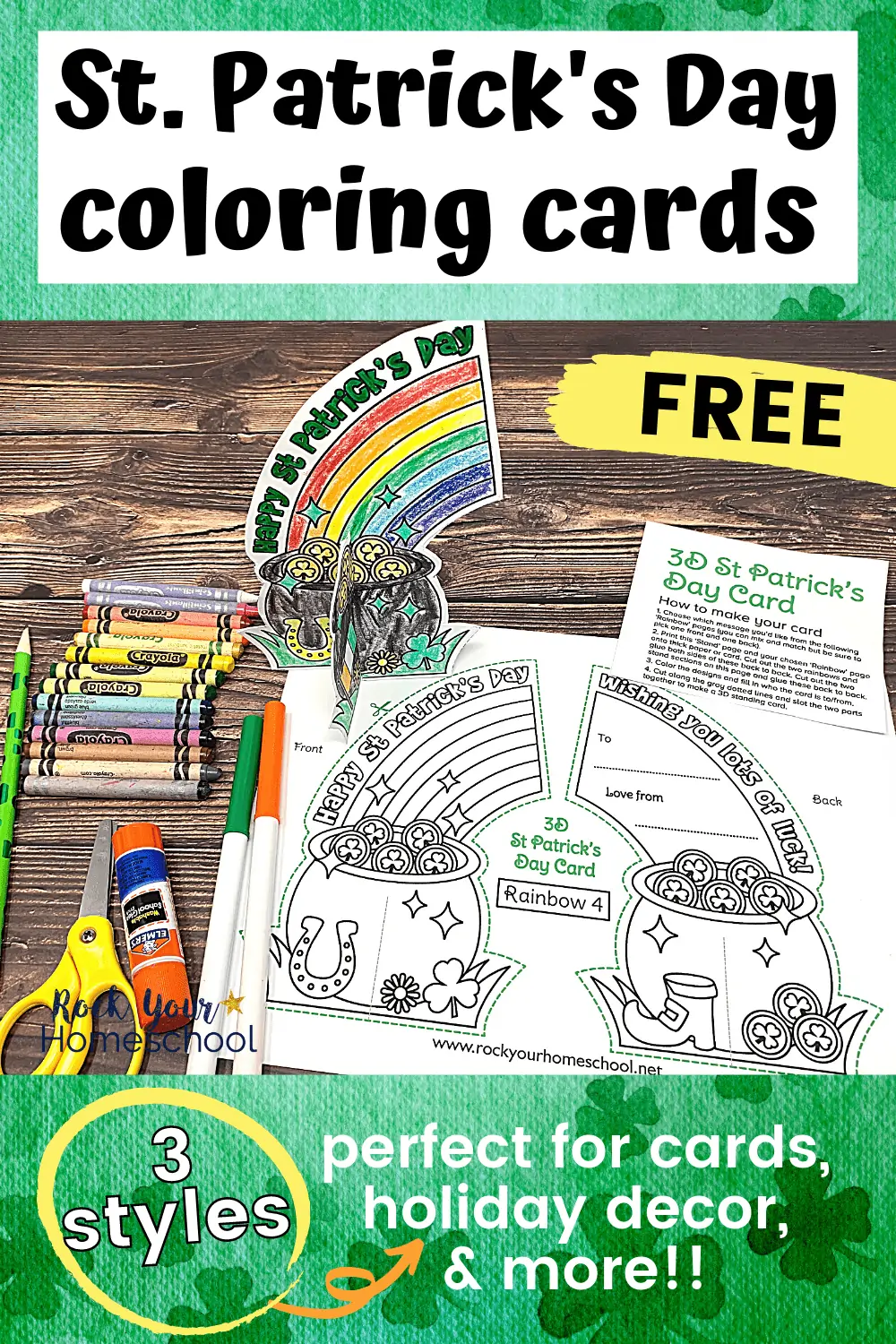 Free St Patrick’s Day Cards for Kids: 3D Coloring Fun and More