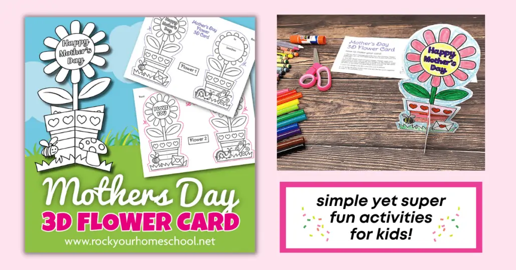 Your kids will have a blast when making these free printable 3D Mother's Day cards. Find out more and get your set today!