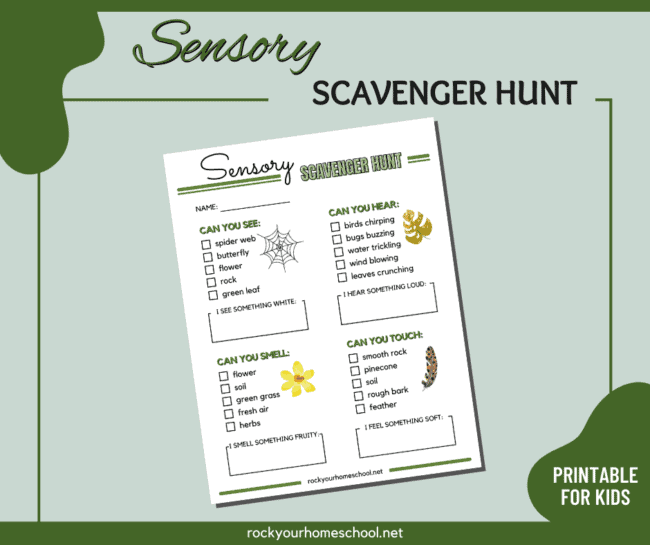 This free printable sensory scavenger hunt is a fantastic activity for kids.