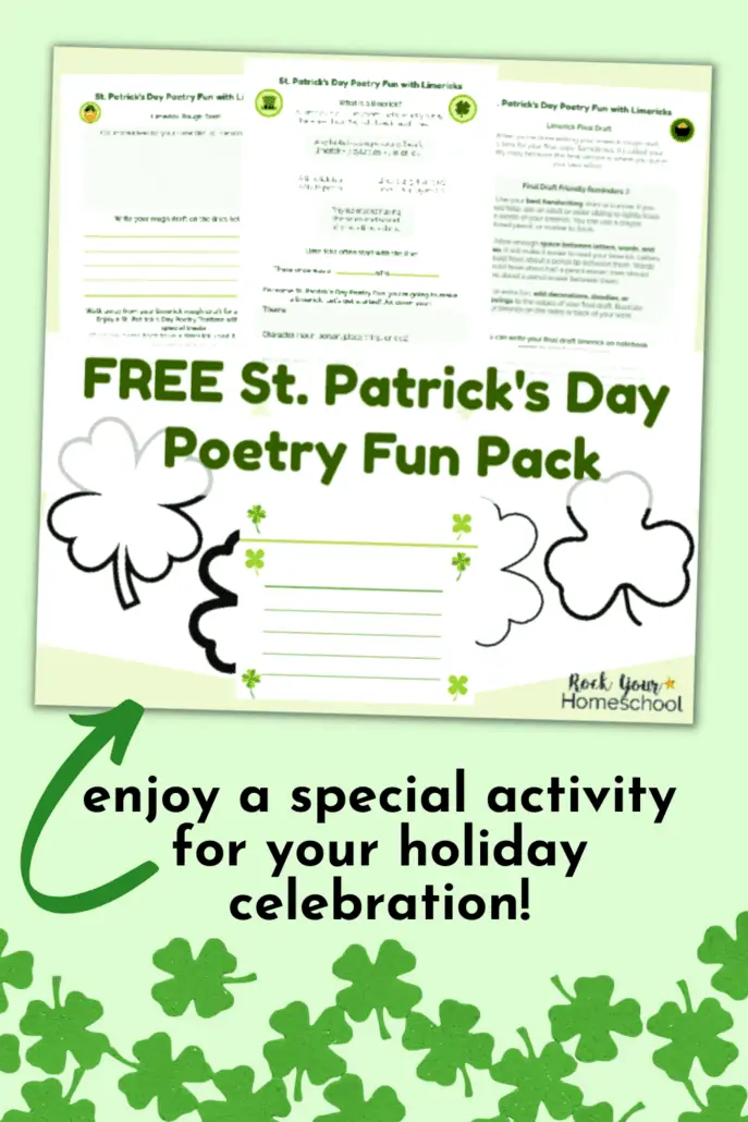 free St. Patrick's Day poetry fun pack with shamrock and four-leaf clover templates