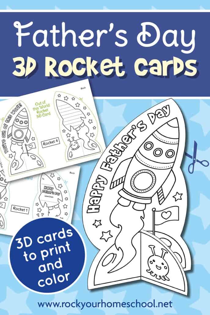 mock-up of free printable 3D coloring Father's Day cards for kids