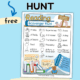 free printable reading scavenger hunt for kids on blue background.