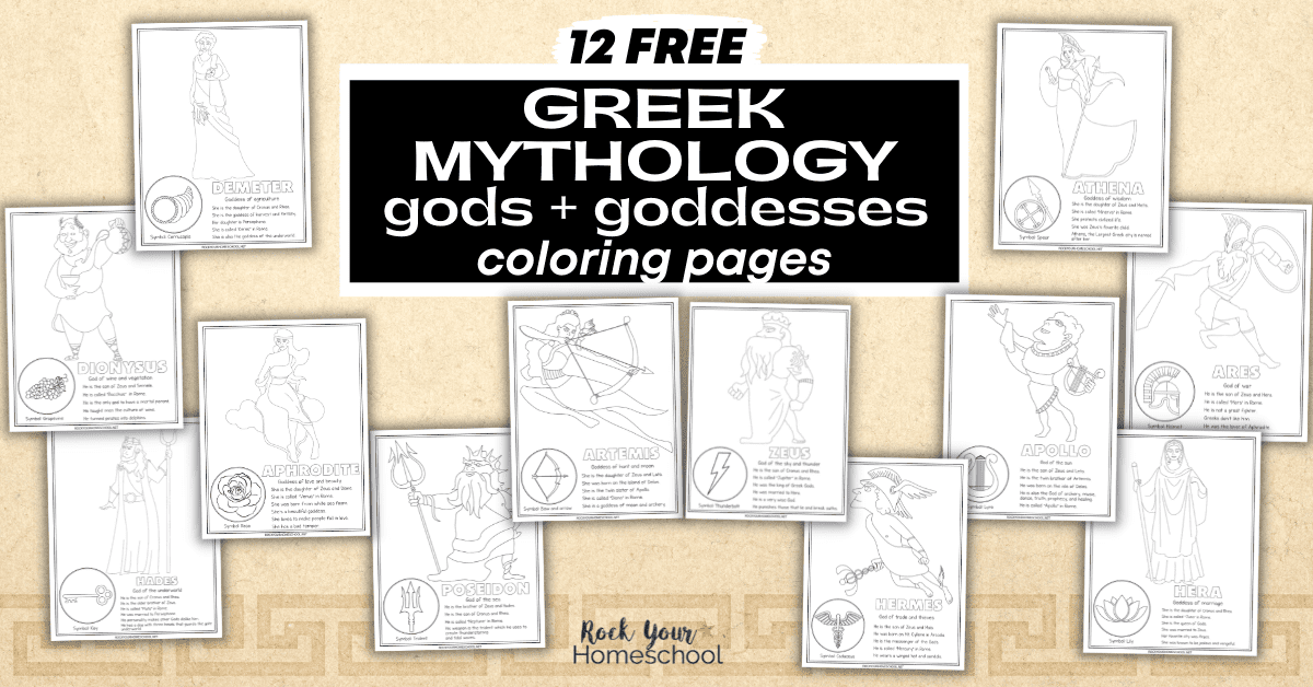 Greek Mythology Coloring Pages Plus Facts: Gods & Goddesses (12 Free)