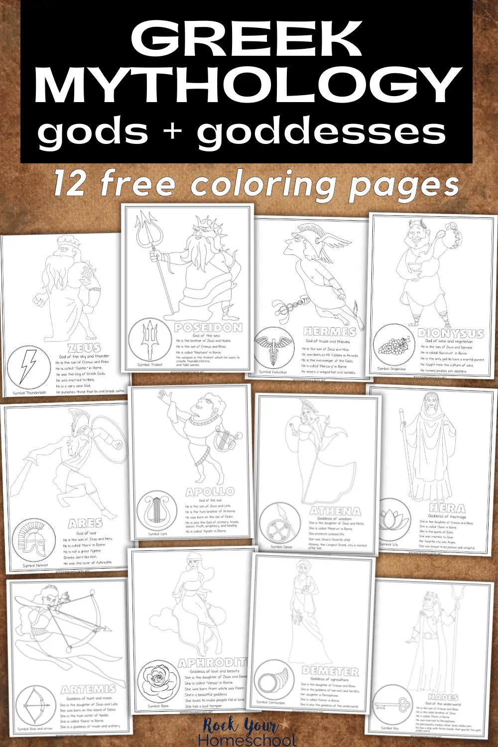 Greek Mythology Coloring Pages Plus Facts: Gods and Goddesses (12 Free)