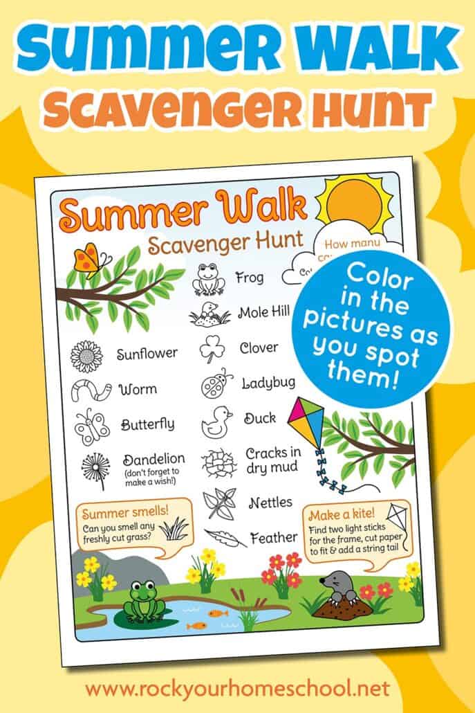 free printable summer walk scavenger hunt for kids