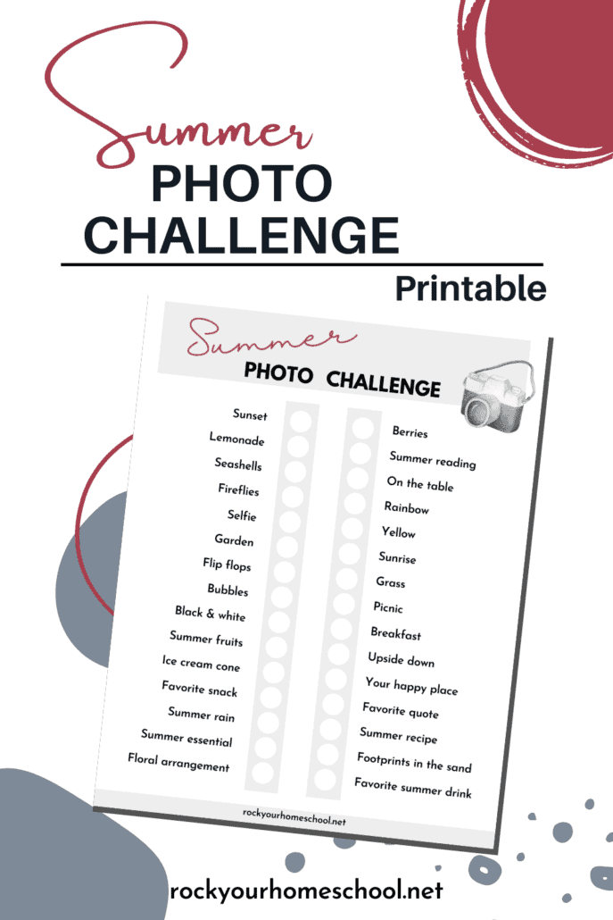 free printable summer photo challenge