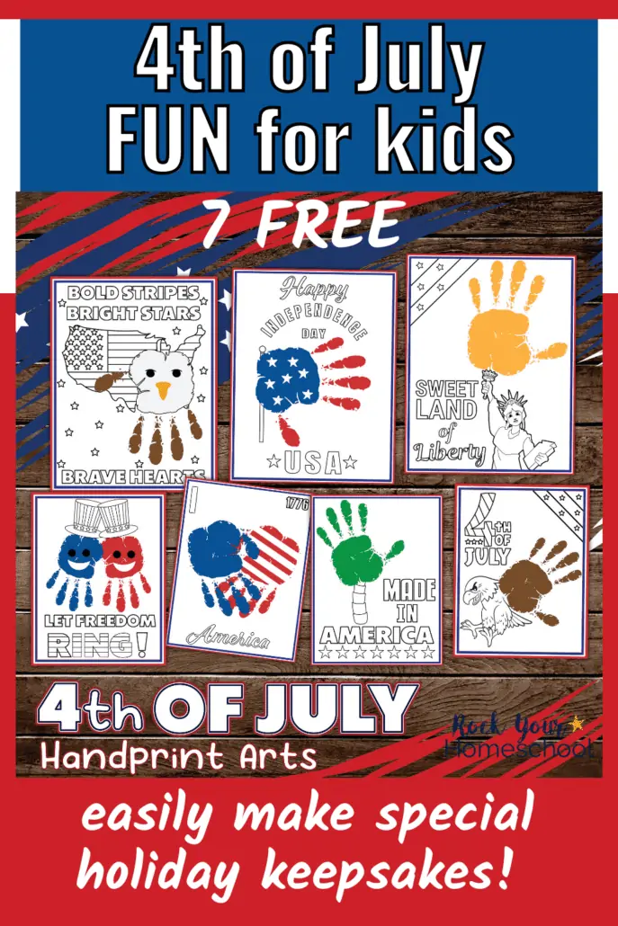 7 free printable 4th of July handprint art pages on wood