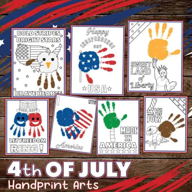 This free set of 4th of July handprint art printable activities is an excellent way to celebrate the holiday with your kids.