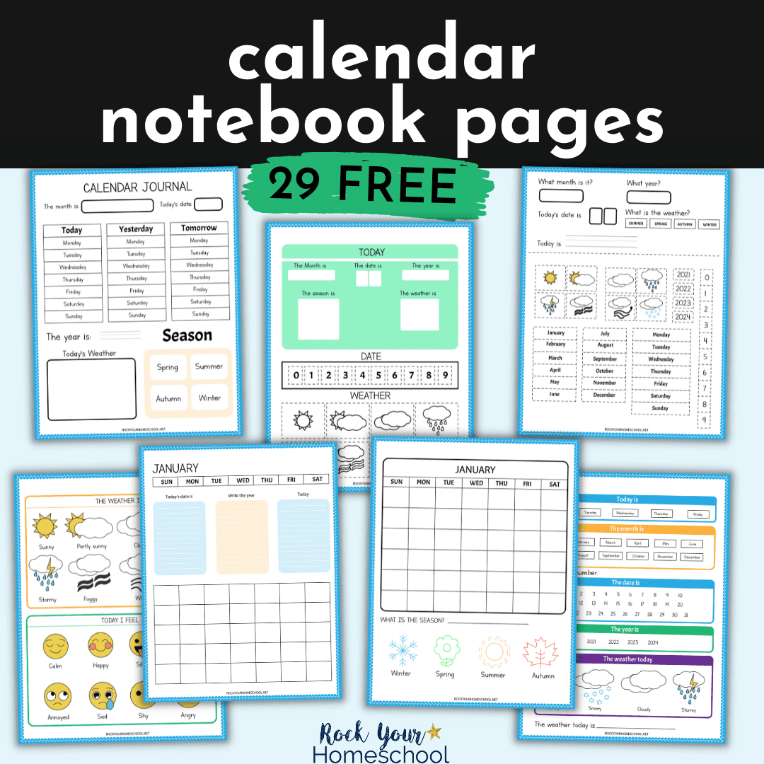 Calendar Notebook Printable Activities Rock Your Homeschool