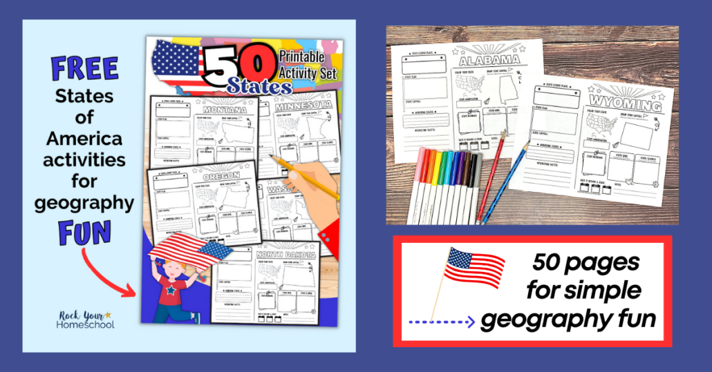 Make geography fun with this free set of 50 States printable activities to help you explore America with your kids.