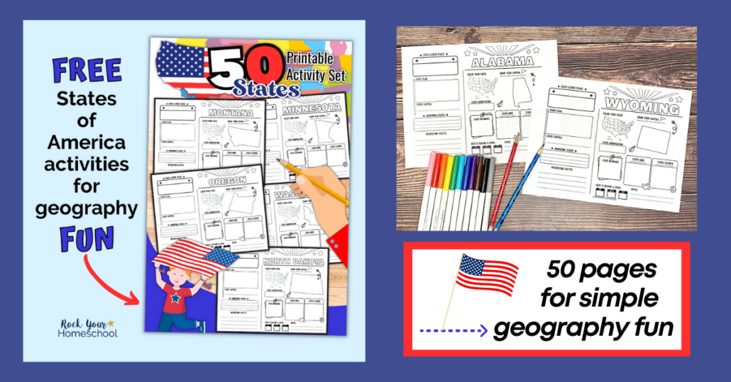 Printable Exploration of All 50 States Cursive Workbook for Kids Ages 8-12  