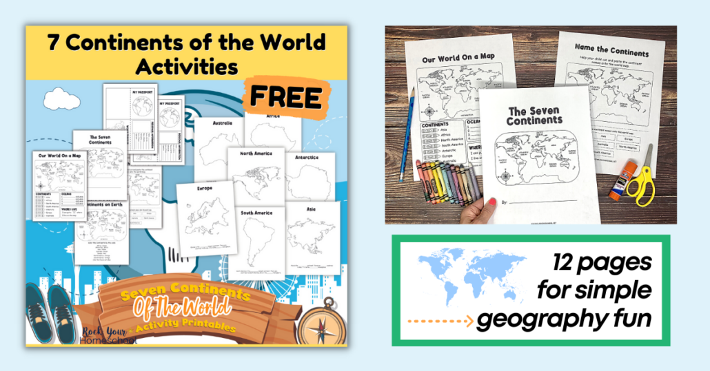 This free set of 7 continents printable activities is a simple and creative way to make geography fun for kids.