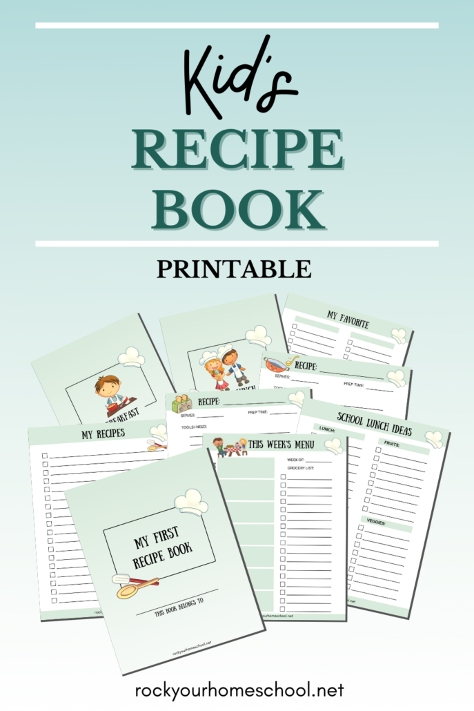 Mock-up of free printable recipe book for kids