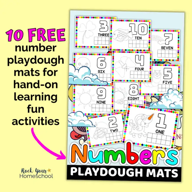 This free set of 10 free number playdough mats is a fantastic way to help your kids enjoy creative hands-on learning fun.