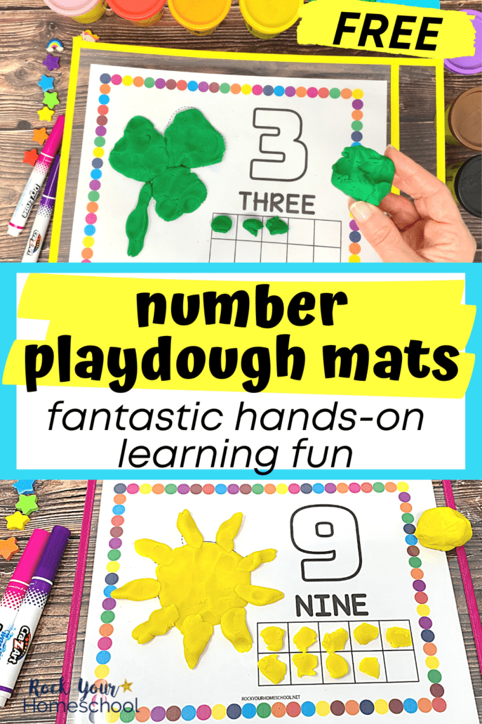 Examples of free printable number playdough mats.