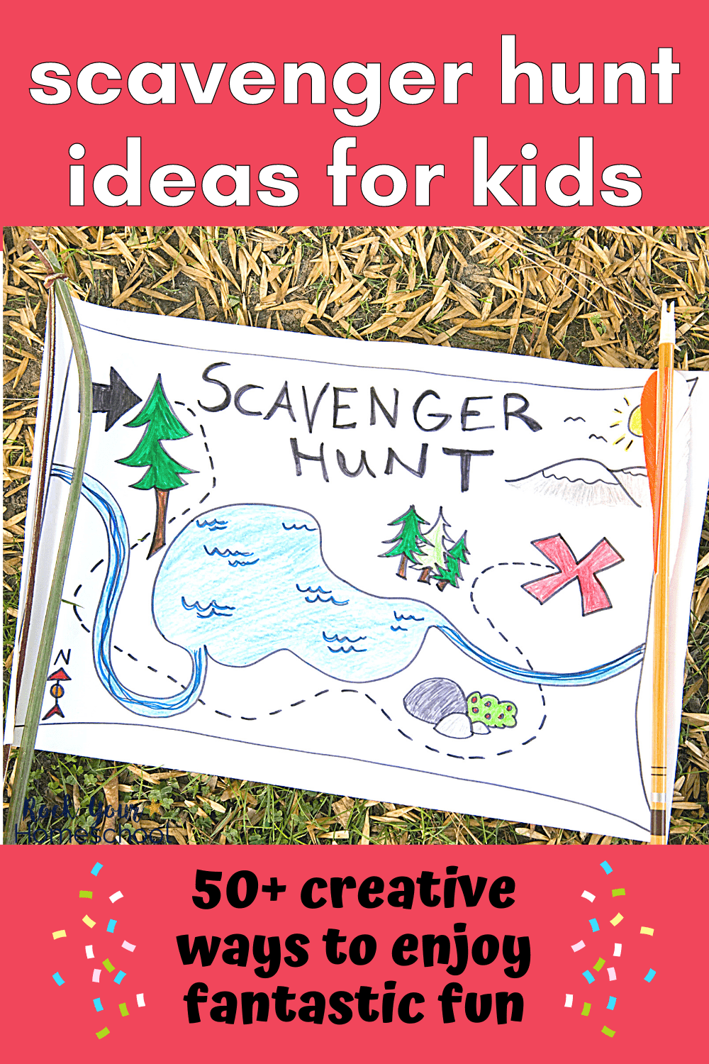 scavenger hunt map with pencil