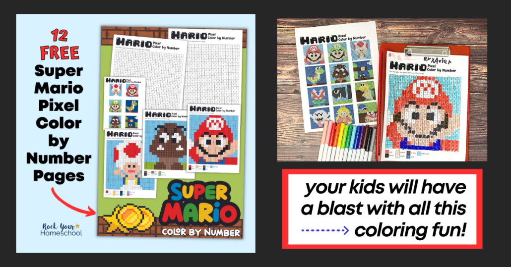Your Super Mario fans will have a blast with this free set of 12 pixel color by number pages. Perfect for parties, brain breaks, rainy day fun, and more!