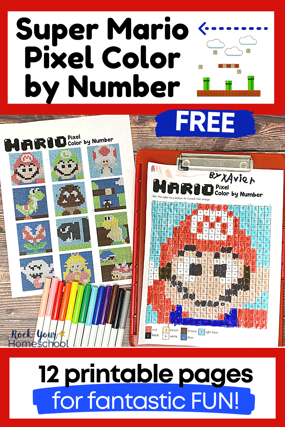 Super Mario Pixel Coloring Pages for Extra Special Fun (12 Free)