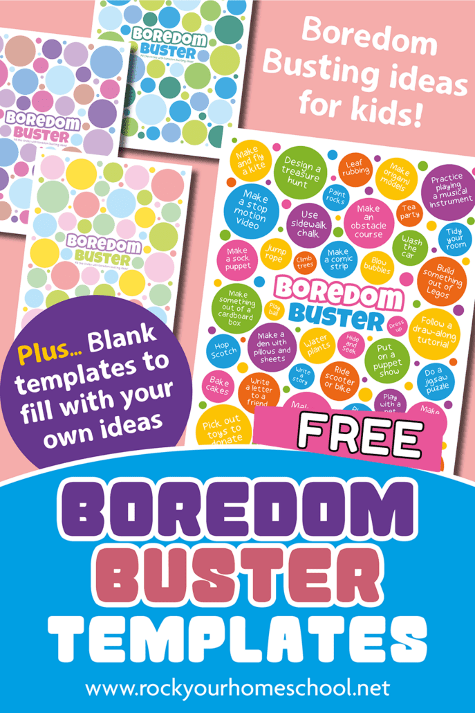 color boredom buster posters for kids with ideas and you can customize