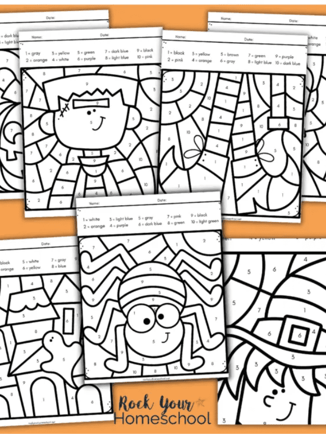 Free Halloween Color by Number Printables Pack