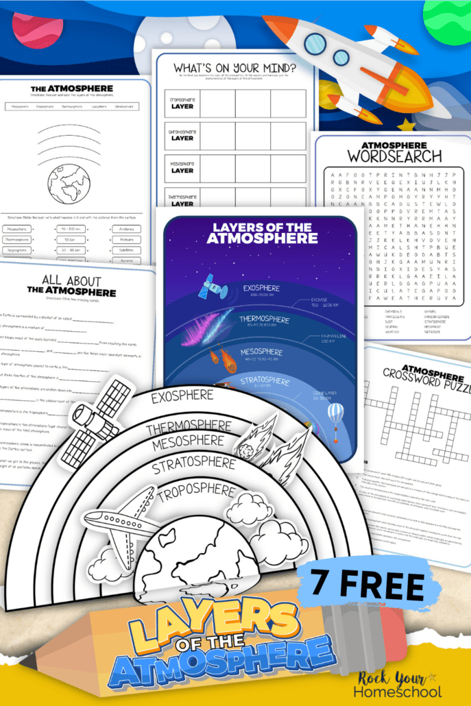 7 free printable layers of the atmosphere activities mock-up with pencil