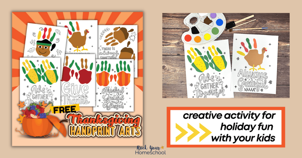 This free set of Thanksgiving handprint art activities includes 10 styles (color examples and black-and-white templates) to help you easily enjoy creative projects this holiday. Perfect for keepsakes, decor, and more!