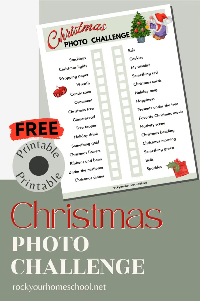 mock-up of free printable Christmas photo challenge