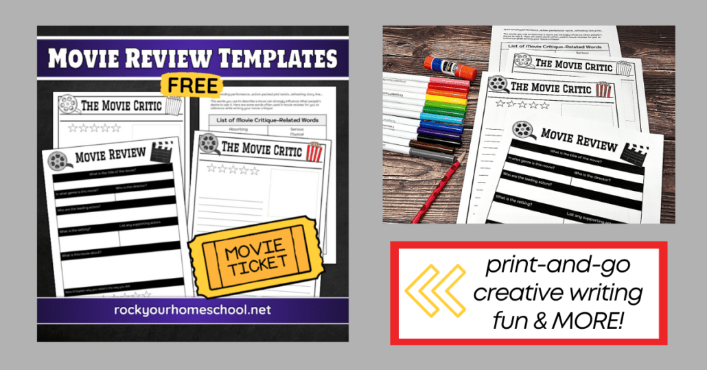 This free printable move review template pack is an easy way to enjoy creative writing fun and more with your kids.