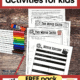 free printable movie review template pack with rainbow of markers, red pencil and glue stick on wood background