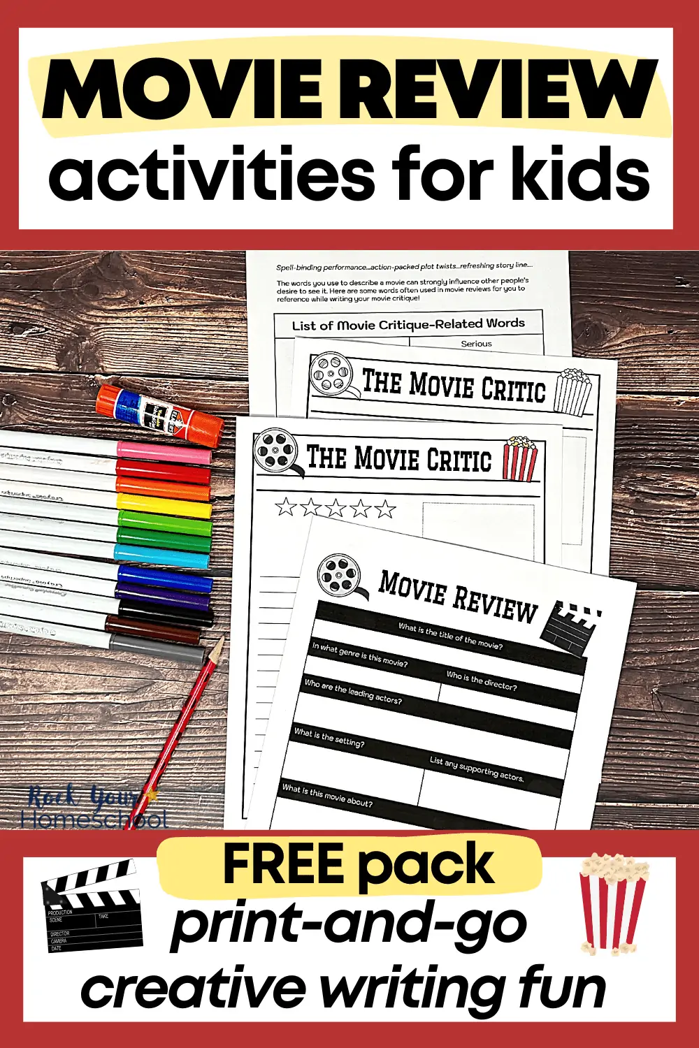 Writing Fun Activities for Kids: Free Printable Movie Review Template (5 Pages)
