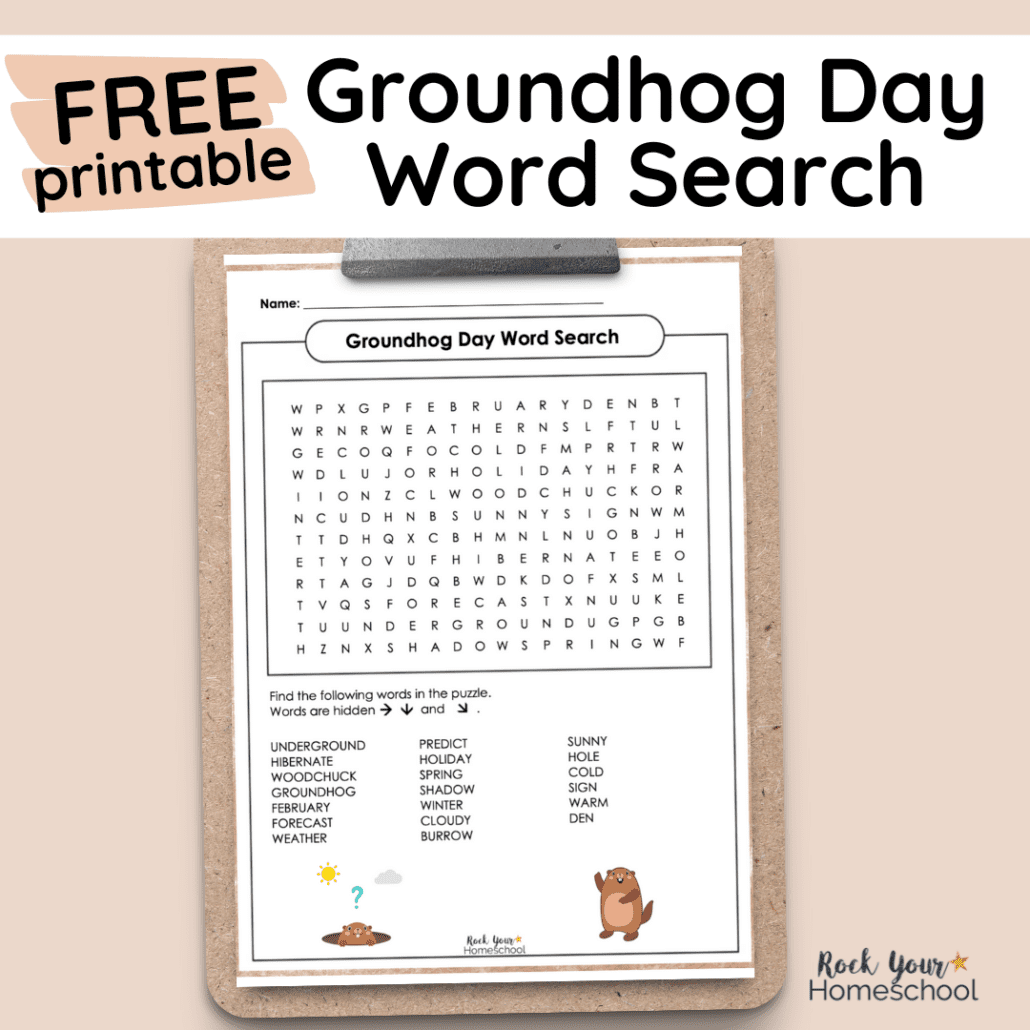 This free printable Groundhog Day word search is a simple and super fun way to celebrate with kids.