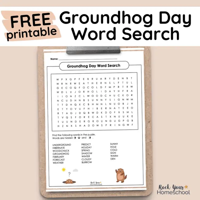 This free printable Groundhog Day word search is a simple and super fun way to celebrate with kids.