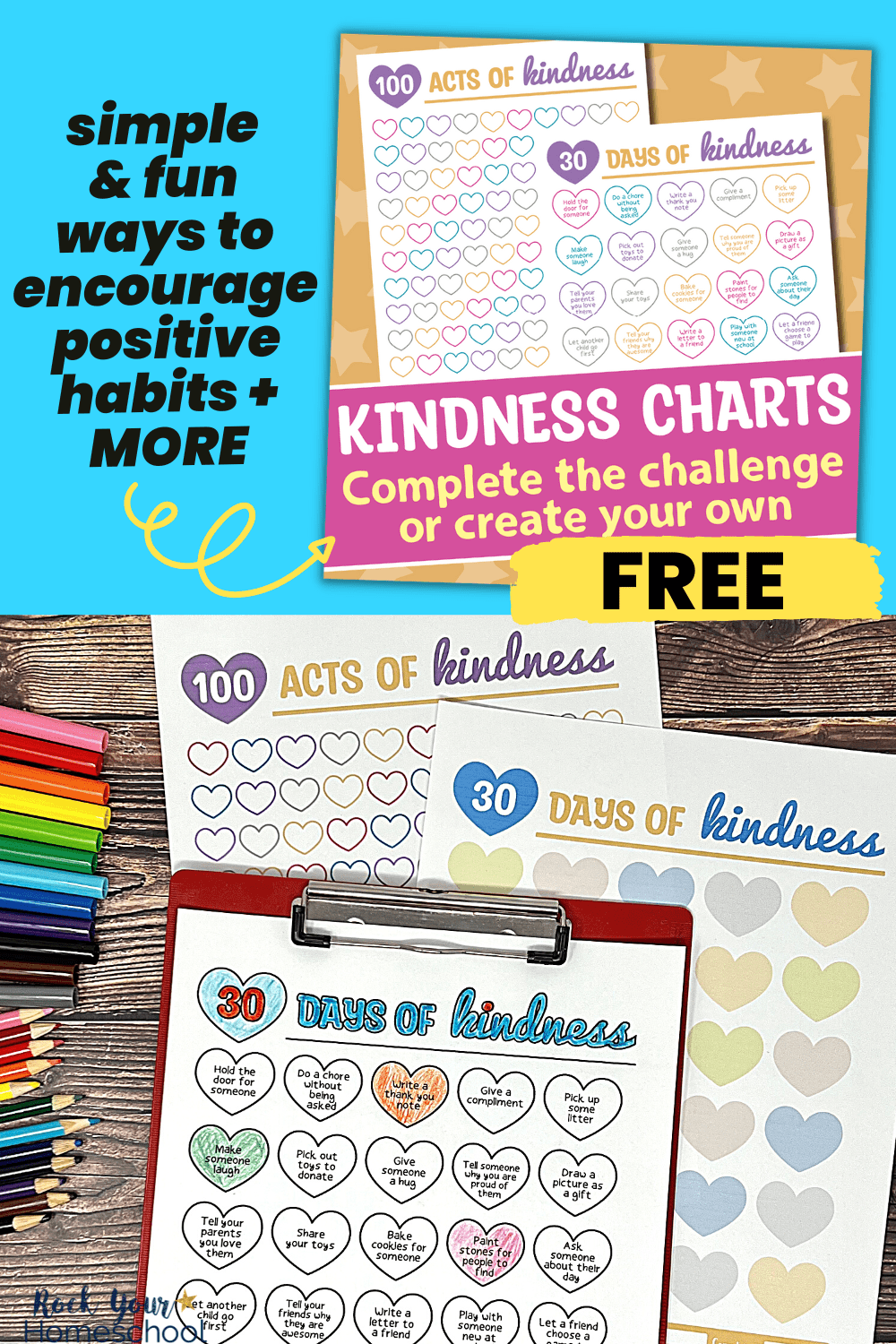 Kindness Activities for Kids: 2 Styles of Charts to Enjoy (Free)