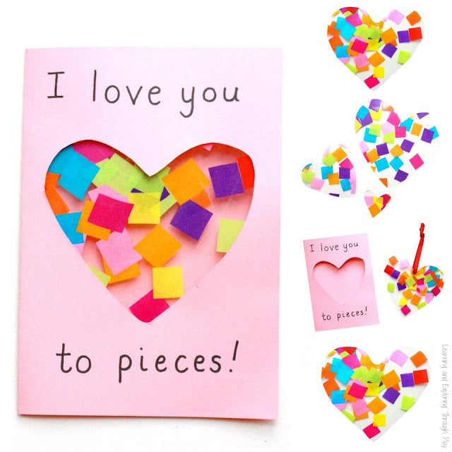 I love you to pieces! tissue paper Valentine's Day card.