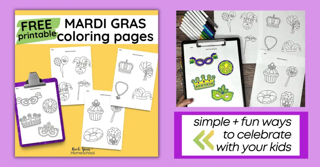 These 4 free Mardi Gras coloring pages are fantastic print-and-go ways to enjoy your celebration with kids.